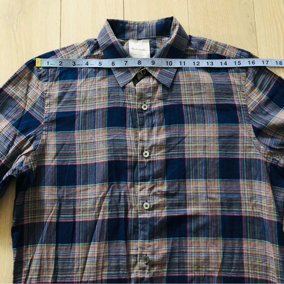 Paul Smith Checkered Cotton Shirt in Blue Made in Italy Size S - Picture 7 of 10